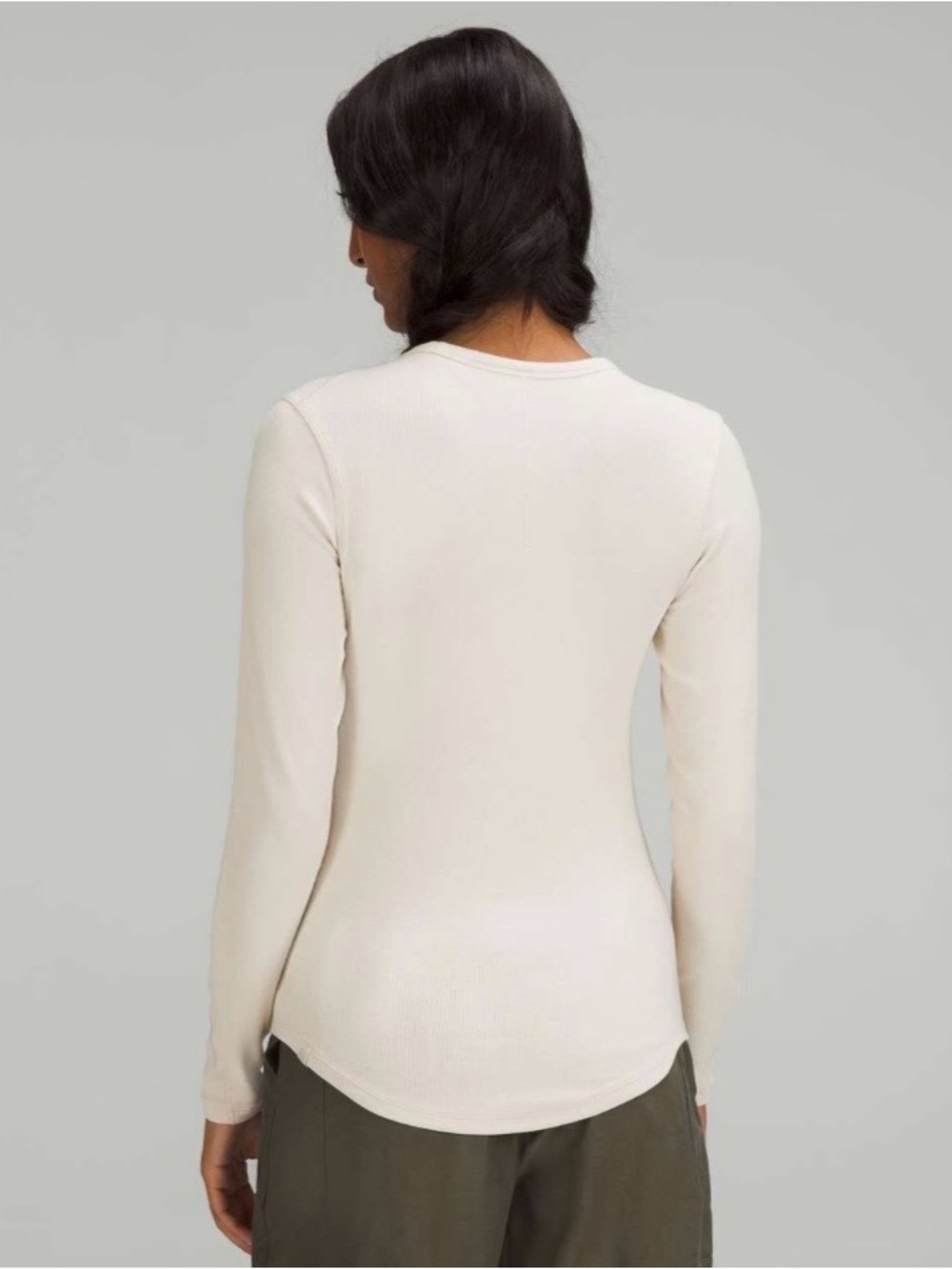 Lululemon Natural Ivory Hold Tight Ribbed Long Sleeve Modal Shirt Size 6 - Picture 4 of 11